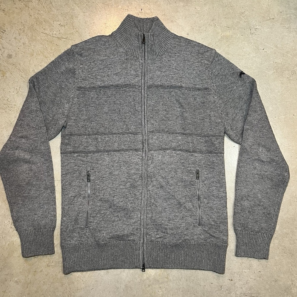 KJUS Julier Jacket Mens Medium Gray Wool Blend Full Zip Golf Sweater Quilted